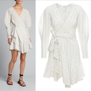 NEW A.L.C Enzo Wrap Shirt White Striped Dress Size 0 / XS